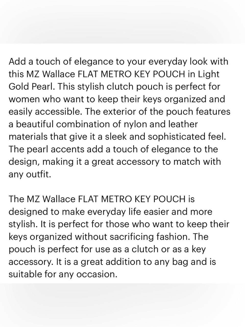 NWT MZ Wallace Flat Metro Key Pouch Light Gold Pearl ✨✨✨ - Picture 9 of 9